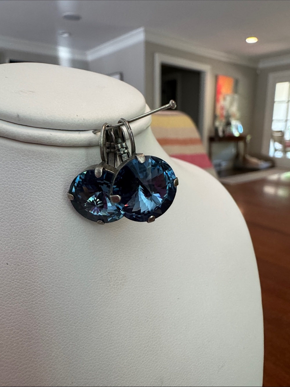 Sabika Blue Crystal Drop Earrings - Elegant Women's Jewelry